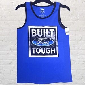 Ford Motor Company Built Tough Graphic Ringer Tank Top Size S Blue Summer‎ NWT
